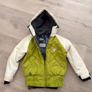 Kid's youth/small Special blend ski/snow jacket in Green and Cream Hooded Jacket